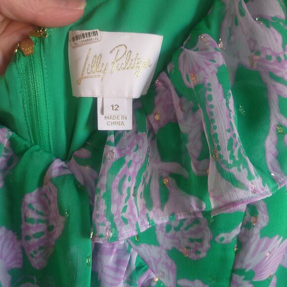 Lilly Pulitzer Rosalynn Ruffle Maxi Dress Beach Floral One Shoulder Size 12 - Picture 9 of 15